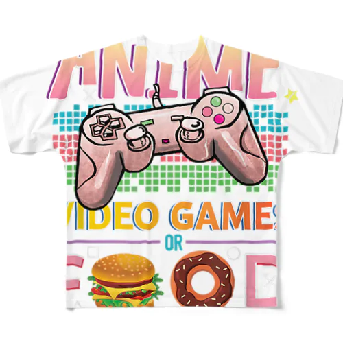 アニメ ビデオゲーム フード - アニメ愛好家へのギフトアイデア 女の子 男の子 All-Over Print T-Shirt