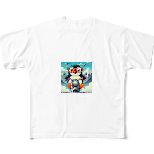 サングラスをかけたワイルドなペンギン③ フルグラフィックTシャツ