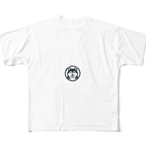 ブラックシバのキュートなロゴマーク All-Over Print T-Shirt