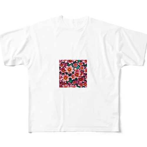 赤い花 フルグラフィックTシャツ