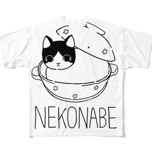 ねこ鍋・ハチワレ All-Over Print T-Shirt