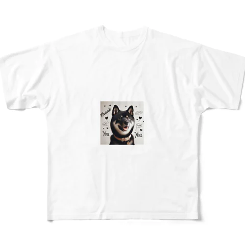 柴犬とありがとう フルグラフィックTシャツ