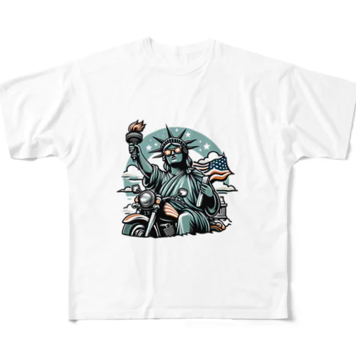 トーチを持ったおばちゃんライダー All-Over Print T-Shirt