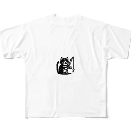 釣り猫 All-Over Print T-Shirt