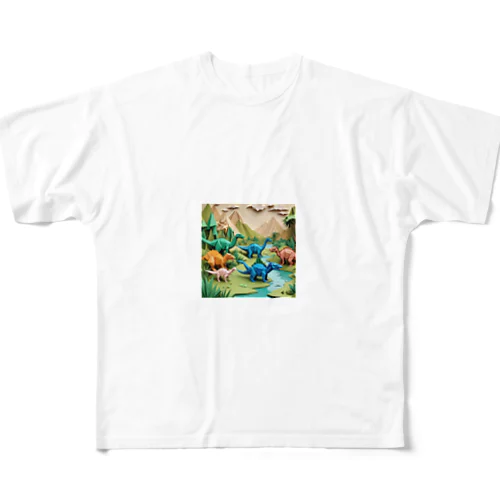 折り紙でザウルス All-Over Print T-Shirt
