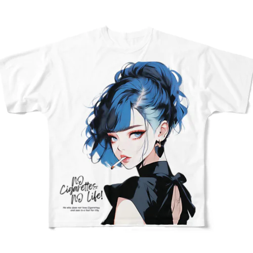 Smoking Lady (Ver.2) フルグラフィックTシャツ