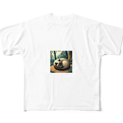 シャムネコ「きょう」 풀그래픽 티셔츠