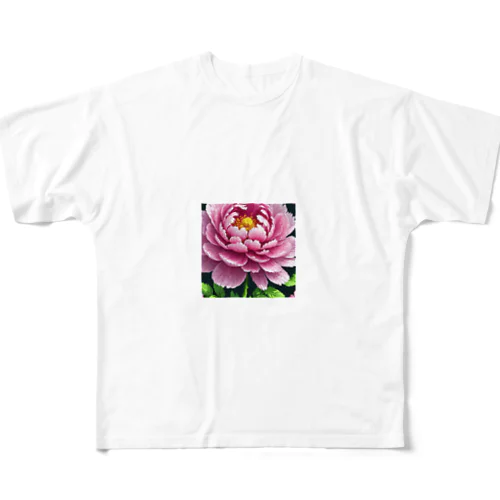 ピクセルアートの5月_芍薬 フルグラフィックTシャツ