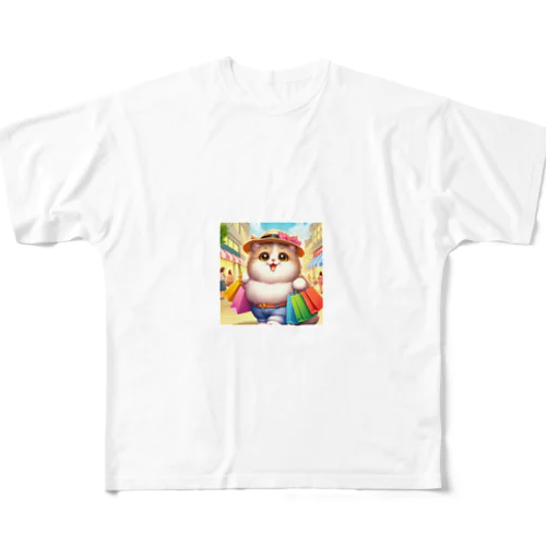 ショッピングニャ フルグラフィックTシャツ