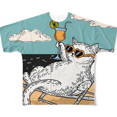 リゾートCat🏖 All-Over Print T-Shirt