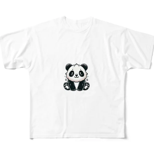 くつろぎパンダ フルグラフィックTシャツ