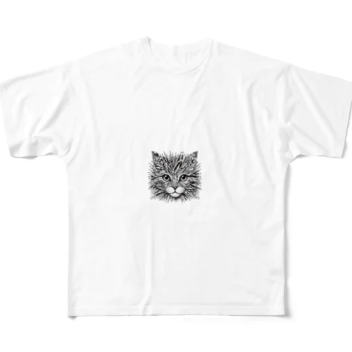 芸術ねこ鉛筆まる All-Over Print T-Shirt