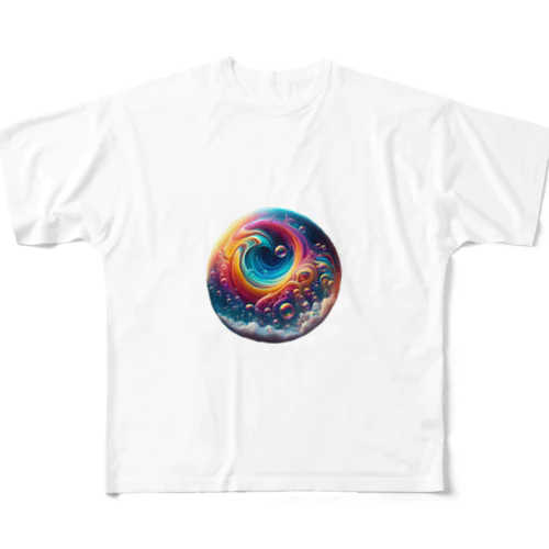 ふわり舞う色とりどりのシャボン玉 All-Over Print T-Shirt