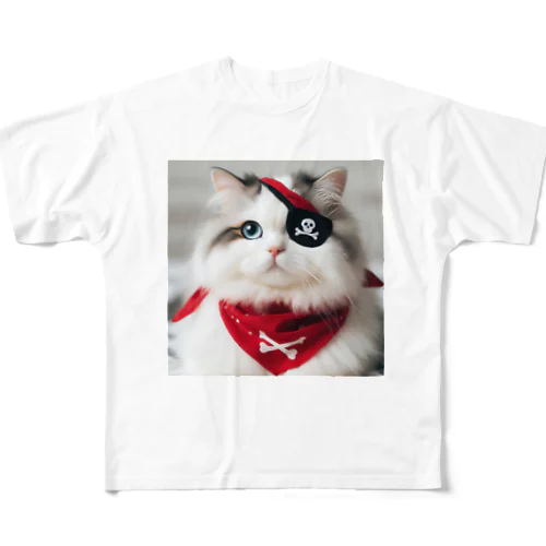 海賊猫ちゃん All-Over Print T-Shirt