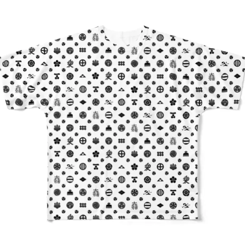 家紋モノグラムTシャツ白雲 フルグラフィックTシャツ