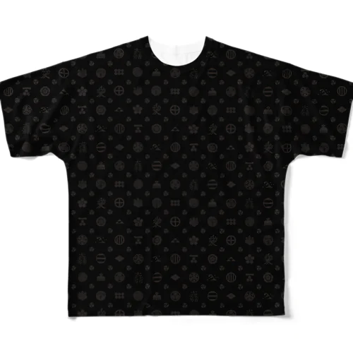 家紋モノグラムTシャツ黒雲 All-Over Print T-Shirt