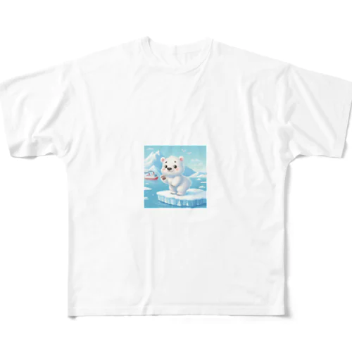 キュートなシロクマのキャラクター フルグラフィックTシャツ
