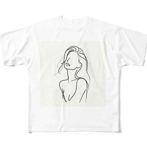 一筆書き風アート4 All-Over Print T-Shirt