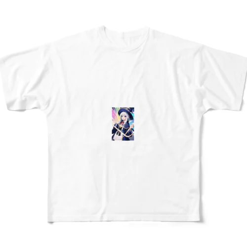 キュートな女の子 フルグラフィックTシャツ