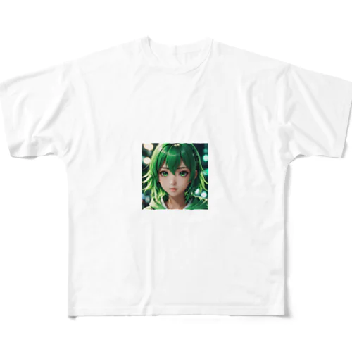 可愛らしいアニメキャラクターが描かれた美少女イラスト All-Over Print T-Shirt