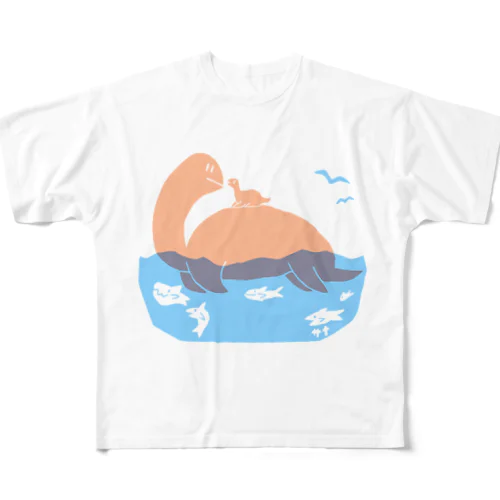 おやこきょうりゅー海の上 フルグラフィックTシャツ