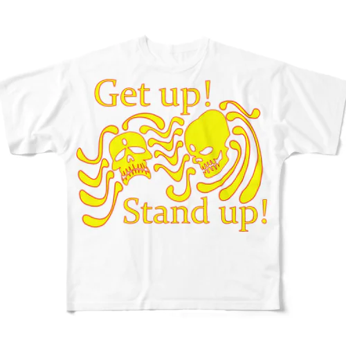 Get up! Stand up!（黄色） フルグラフィックTシャツ
