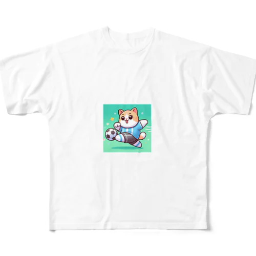 シュートをする猫 All-Over Print T-Shirt