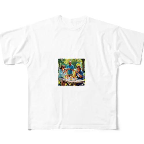 アイスクリームを楽しむ家族 All-Over Print T-Shirt