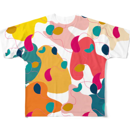 カラフルな元気カラーのフルグラフィックTシャツ All-Over Print T-Shirt