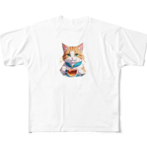 お茶猫ちゃん フルグラフィックTシャツ