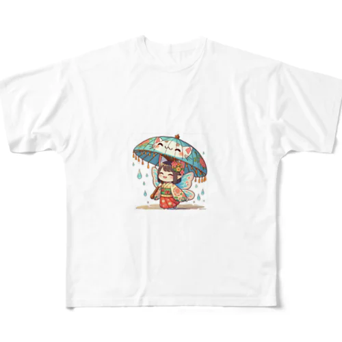 開運招き猫　みこ All-Over Print T-Shirt