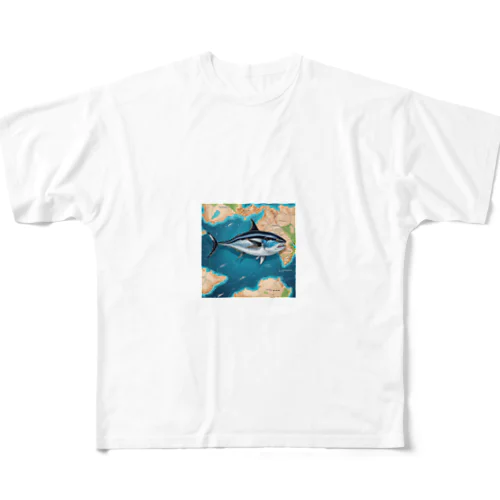 世界を旅するマグロ君 All-Over Print T-Shirt