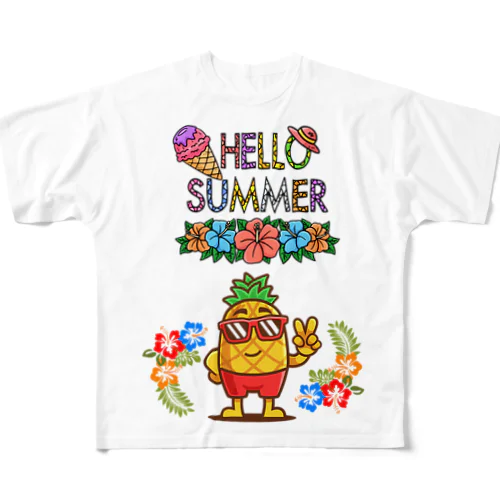 夏シリーズ　パイナップルおじさん All-Over Print T-Shirt