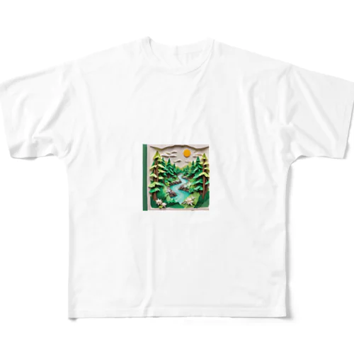 折り紙アート　森林 All-Over Print T-Shirt