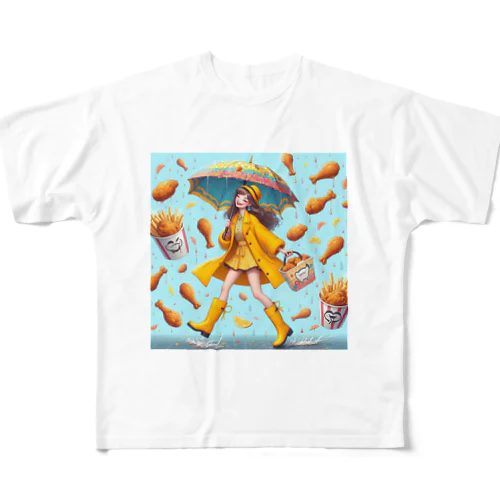 チキン予報時々ポテト All-Over Print T-Shirt