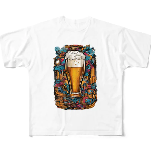生ビール　デザインTシャツ　アート　グラフィック フルグラフィックTシャツ