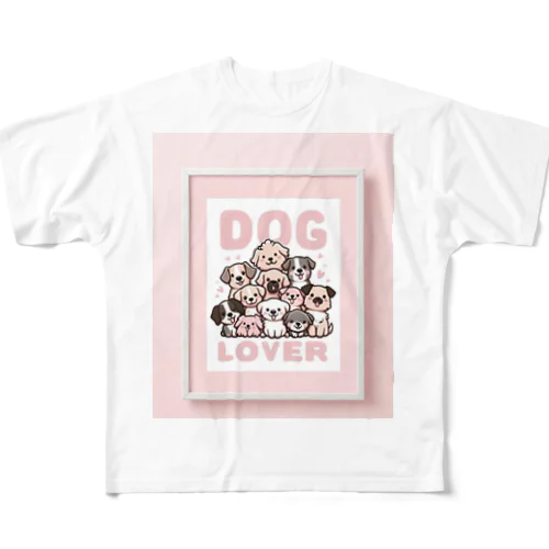 素敵なDOG LIVEの文字入りアート All-Over Print T-Shirt