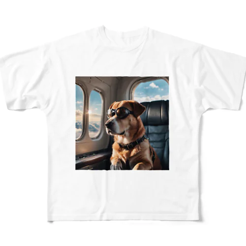 飛行機のワンちゃん フルグラフィックTシャツ