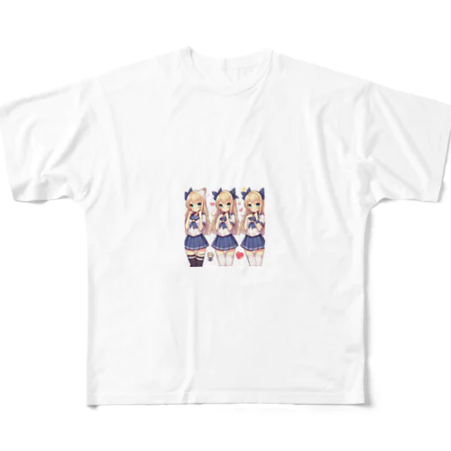 セーラー服　ロングヘア　美少女　アニメ　漫画　日本 All-Over Print T-Shirt