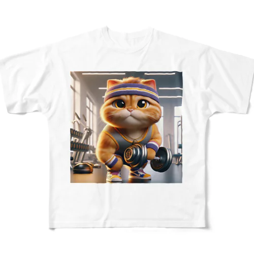 ニャンともマッチョな一日 All-Over Print T-Shirt