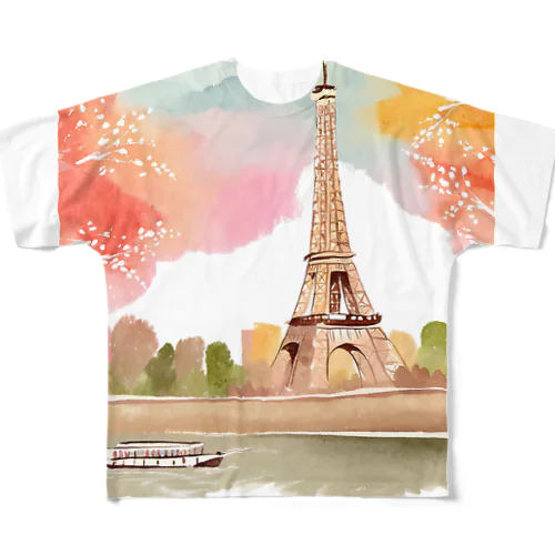 paris spring フルグラフィックTシャツ