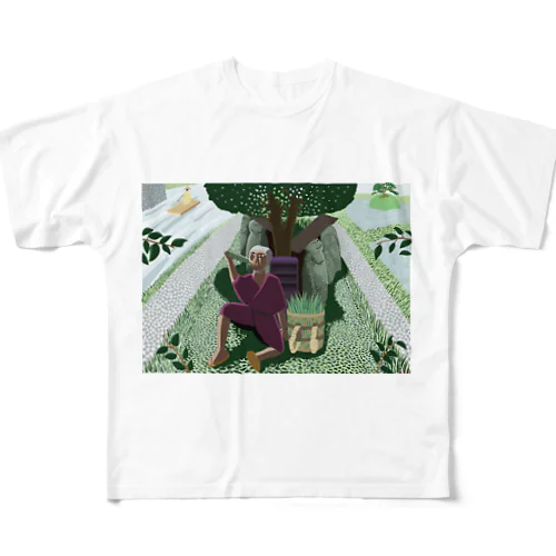 百姓と地蔵 All-Over Print T-Shirt