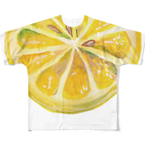 水も滴る瑞々しいレモン輪切り2 フルグラフィックTシャツ