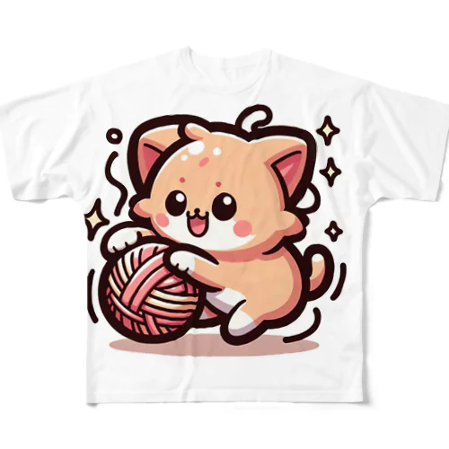 LINEスタンプ風の猫01 All-Over Print T-Shirt