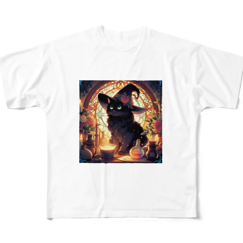 「魔法使いの黒猫」と呼ばれる不思議な存在 All-Over Print T-Shirt