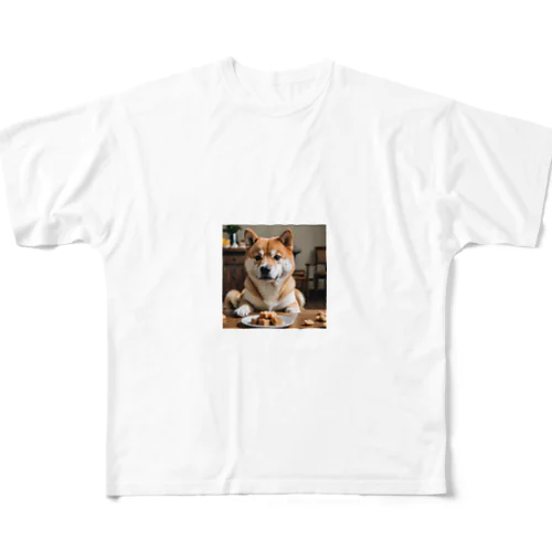 餌に手が出そうな柴犬 All-Over Print T-Shirt