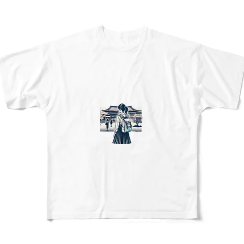 修学旅行生の後ろ姿 All-Over Print T-Shirt