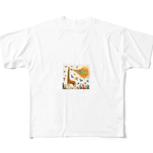 火を吹くキリン All-Over Print T-Shirt