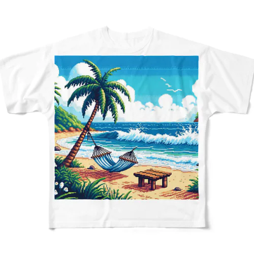 ピクセルアート　南国ビーチ All-Over Print T-Shirt