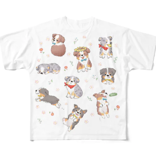 オゥシーパピー　縦 フルグラフィックTシャツ